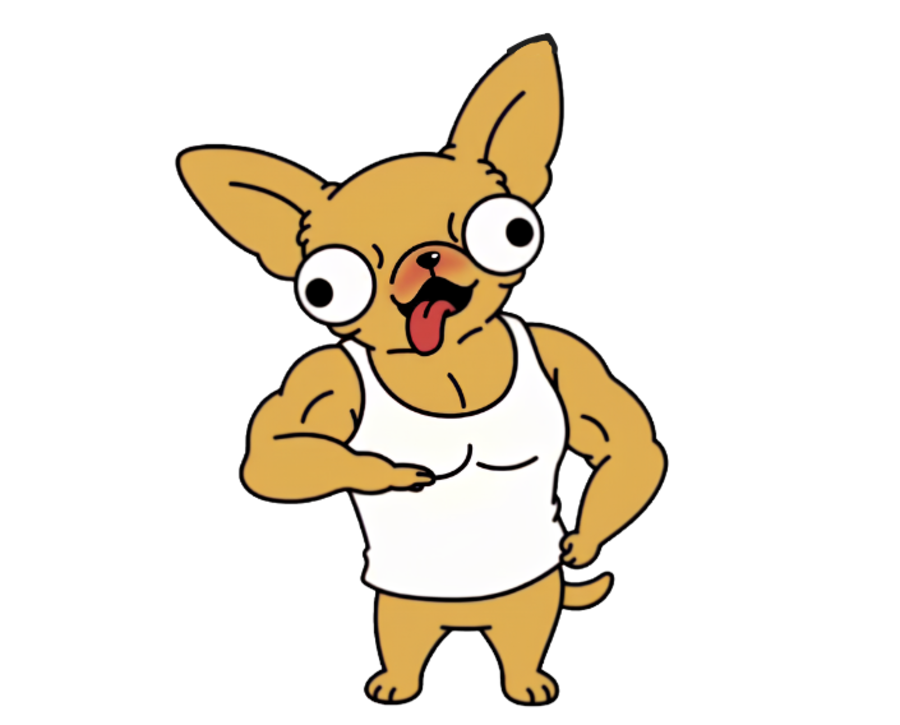 Blub flexing his arms in a tank top